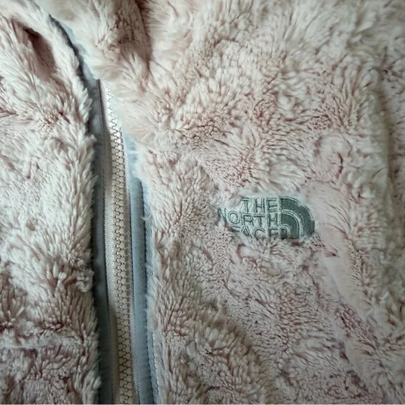 North Face Reversible Mossbud Swirl Puffer Coat Jacket Zip Gray Pink Girls L 14 - Picture 10 of 12
